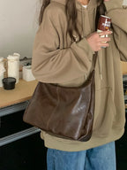 Premium PU Leather Tote Bag - Classic Women's Shoulder Purse