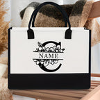 Floral Alphabet A–Z Jute Tote Bag – Personalized Name Shopping Bag, Large Capacity Organizer, Perfect Gift for Bride, Sisters & Friends