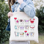 Cute Teeth Tote Bag – Funny Dentist & Dental Assistant Gift, Reusable Canvas Shopping Bag