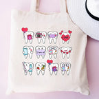 Cute Teeth Tote Bag – Funny Dentist & Dental Assistant Gift, Reusable Canvas Shopping Bag