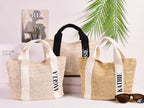 Personalized Burlap Beach Tote Bag – Custom Name Bridesmaid & Bridal Party Gift