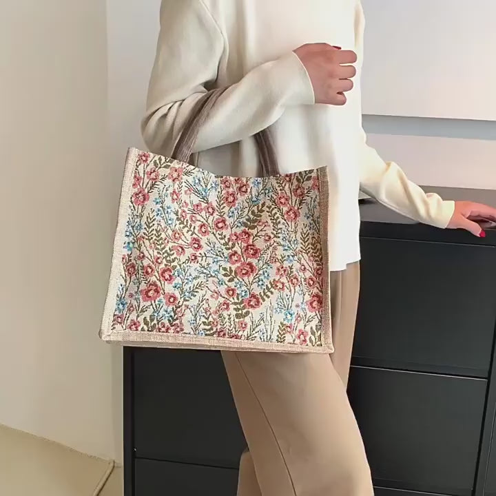 Large Canvas Tote Bag with Handles – Casual Fashion Shoulder Bag for Work, Shopping & Travel